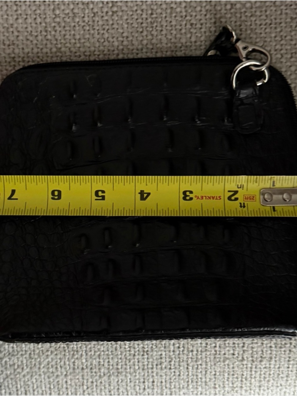 Black Croc-Embossed Shoulder Bag